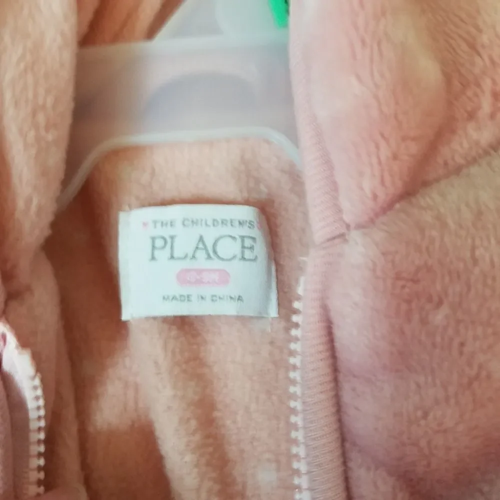 Children's Place pink teddy bear fuzzy one piece 6-9 months